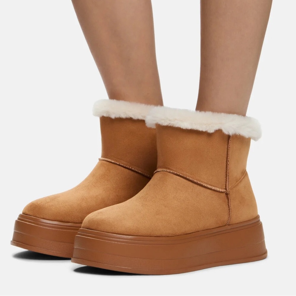 Aldo Tan Winter Boots with Faux Fur worn once